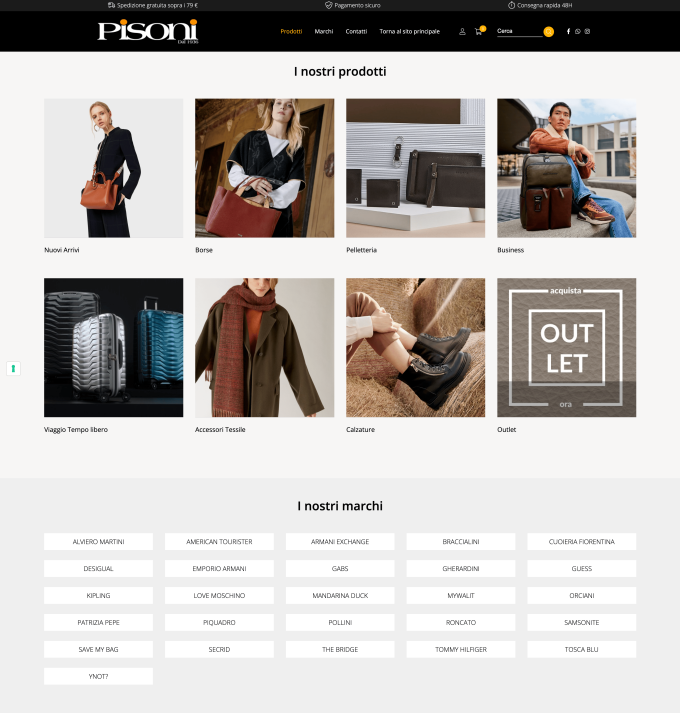 Pisoni Store: e-shop di articoli di pelletteria